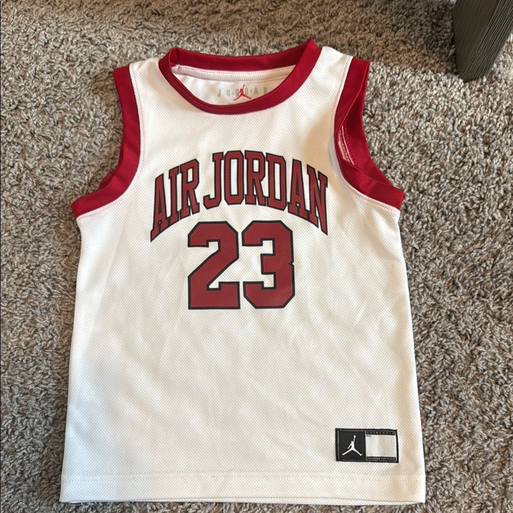 Jordan Red and White Basketball Jersey